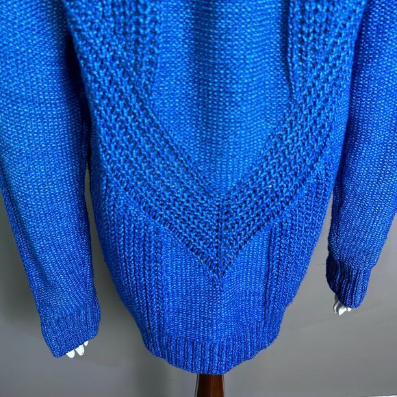 Diesel sweater women’s large electric blue chunky knit Italy‎ distressed Grunge - Picture 8 of 16